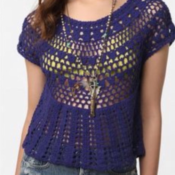 Urban Outfitters Tops - UO Ecote Crocheted Tieback Blue Top